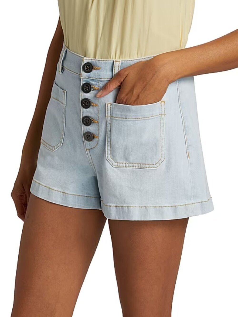 Ramy Brook Cindy Washed Denim High Rise Short Size 25